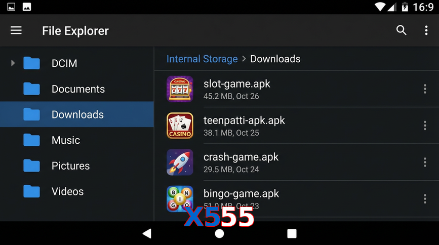 Main screen of X555 gameapk page for PK players